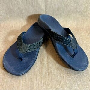 VIONIC Sz 7 Tide Flipflop Style Glitter Toe Post Comfort Soles Slip On Sandals